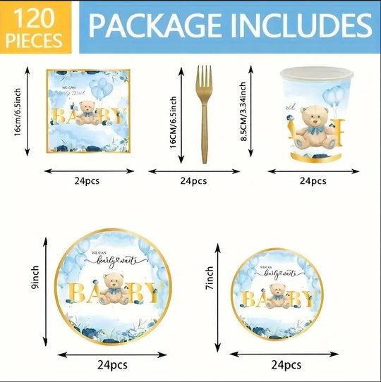 297 PCS  Complete Theme Decor Baby Boy Shower