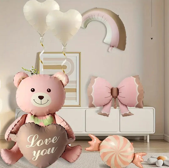 6pcs Bear & Candy Balloon Set for Birthday, Valentine's Day