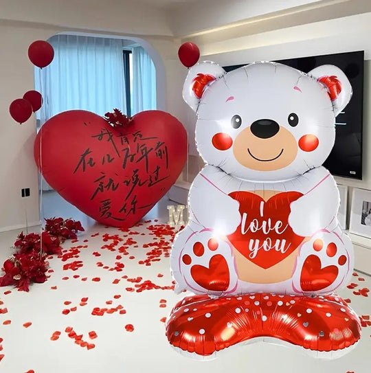 1pc Teddy Bear Balloon Set with 58" for Valentine's Day Decor