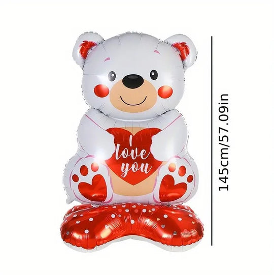 1pc Teddy Bear Balloon Set with 58" for Valentine's Day Decor