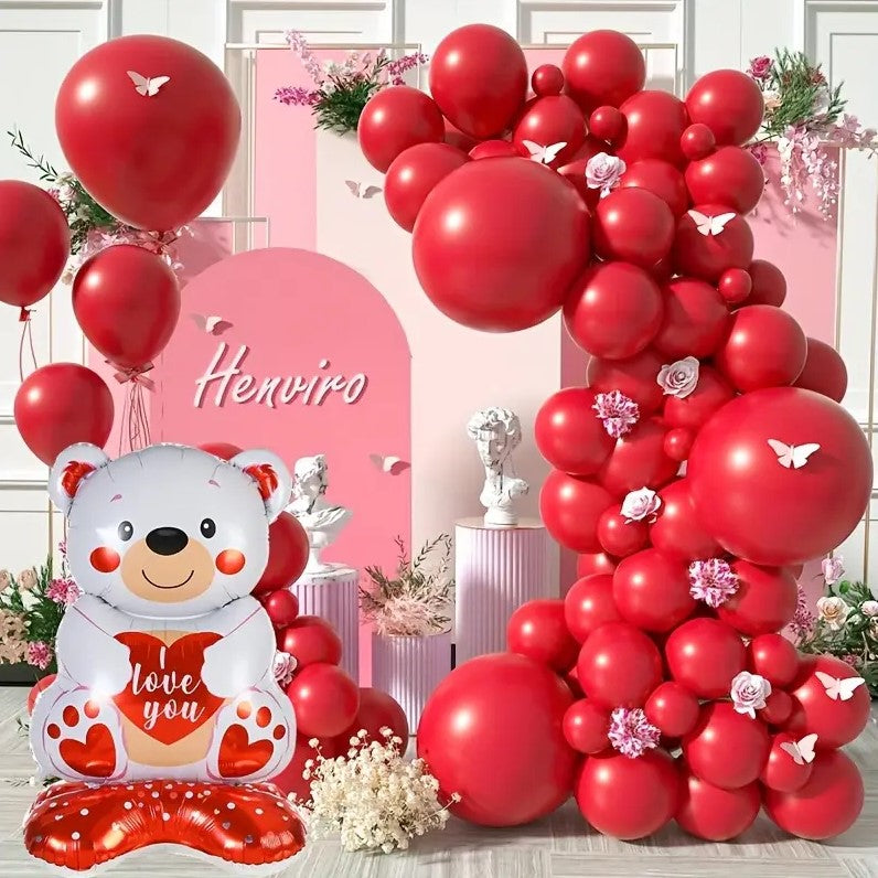 1pc Teddy Bear Balloon Set with 58" for Valentine's Day Decor