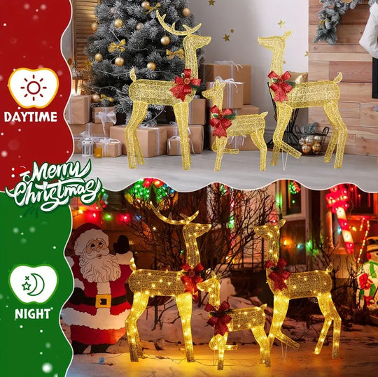 3pcs Reindeer Family Christmas Lights Set