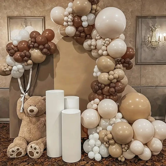 125 Pack Light Brown & White Balloons Garland Decor Set