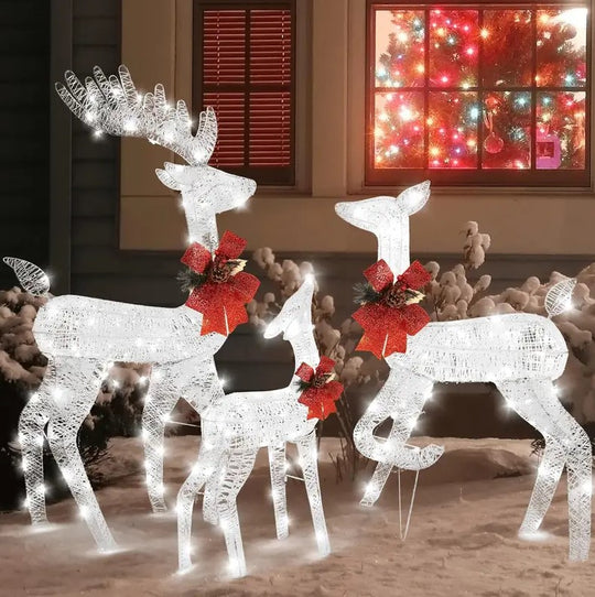 3pcs Reindeer Family Christmas Lights Set with 270 LED Lights