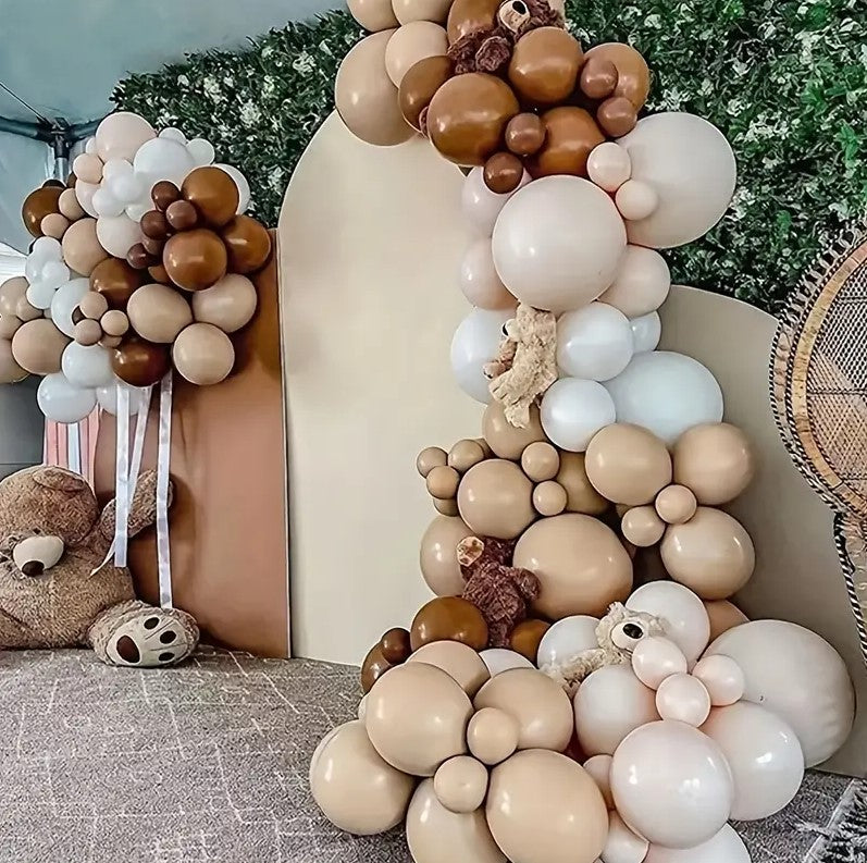 125 Pack Light Brown & White Balloons Garland Decor Set