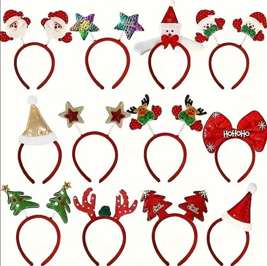 12PCS Festive Christmas Headbands