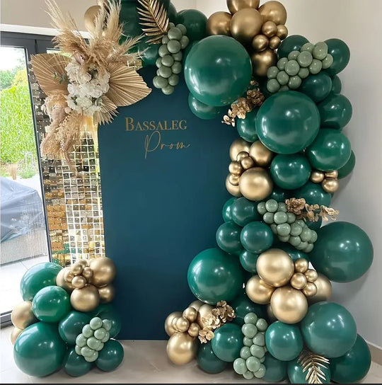 109 Pack Sage Green & Golden Balloons Themed Decor