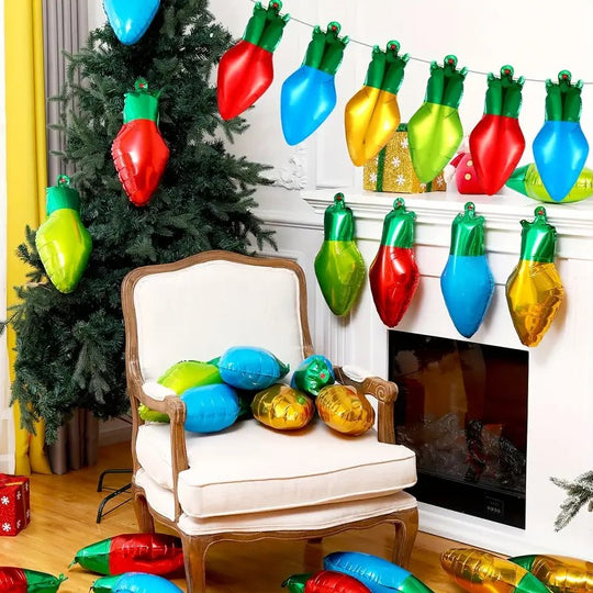 60PCS Christmas Light Bulb Foil Balloons