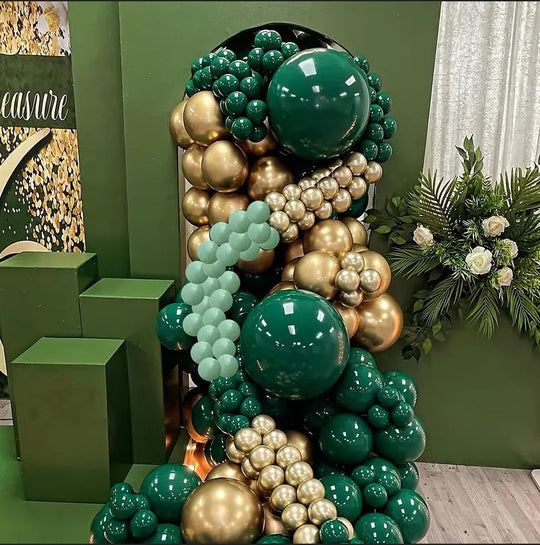 109 Pack Sage Green & Golden Balloons Themed Decor