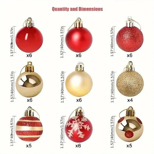 50pcs Classic Christmas Ornament Set