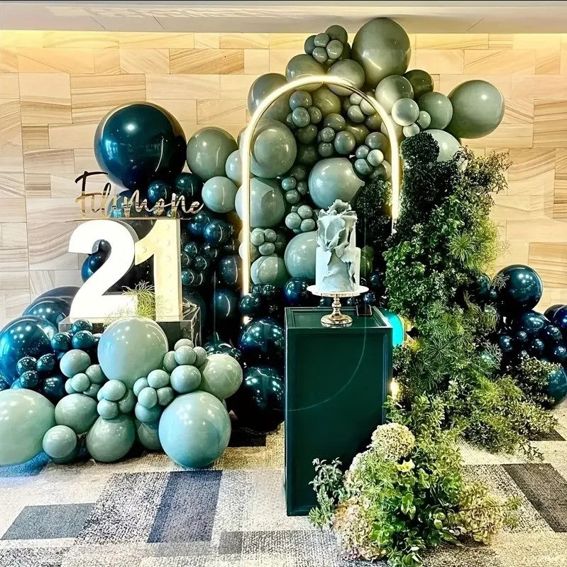 109 Pack Sage Green & Golden Balloons Themed Decor