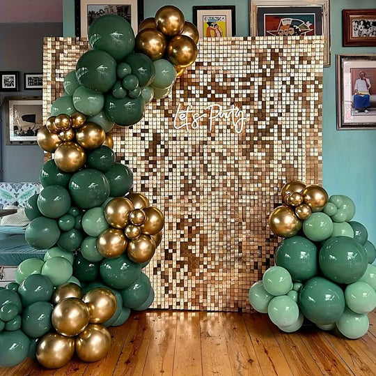 109 Pack Sage Green & Golden Balloons Themed Decor