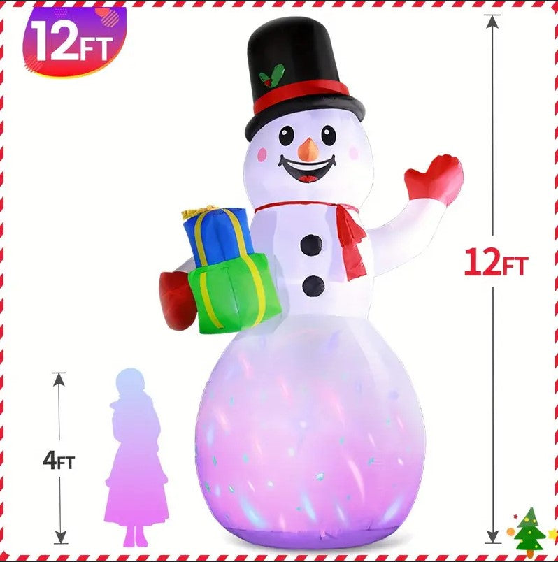 12FT Inflatables SnowMan with LED Lights 220V