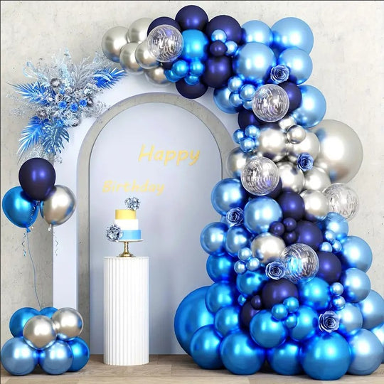 84pcs Blue & Silvery Balloon Garland Kit