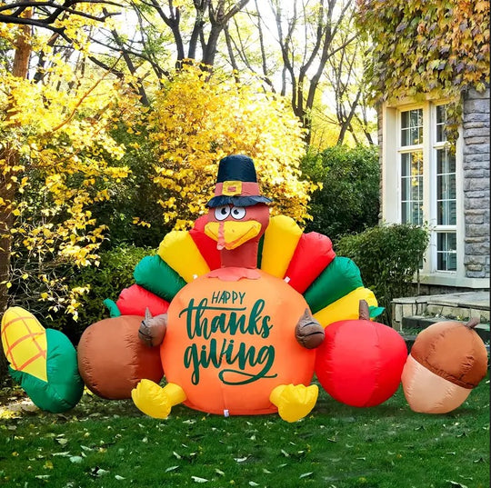 8FT Happy Thanksgiving Inflatable Balloon with LED Lights