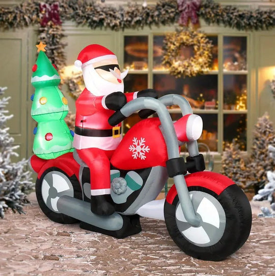 6Ft Inflatable Christmas Santa on Motor with LED Lights