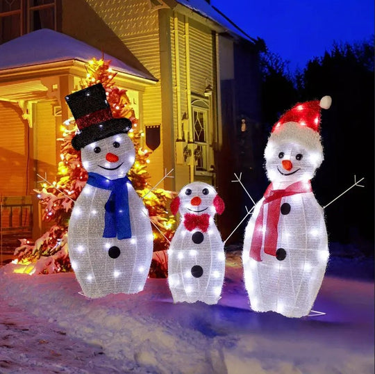 Snowmans Family LED Lighted Christmas Décor