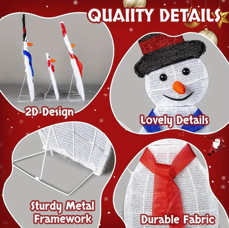 Snowmans Family LED Lighted Christmas Décor