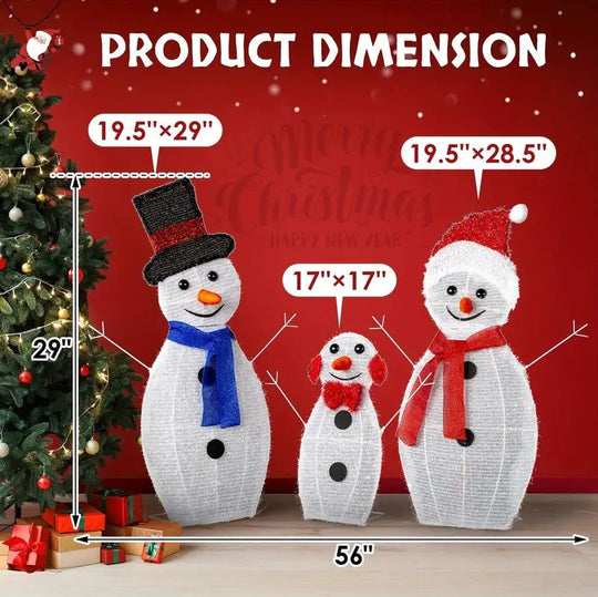 Snowmans Family LED Lighted Christmas Décor