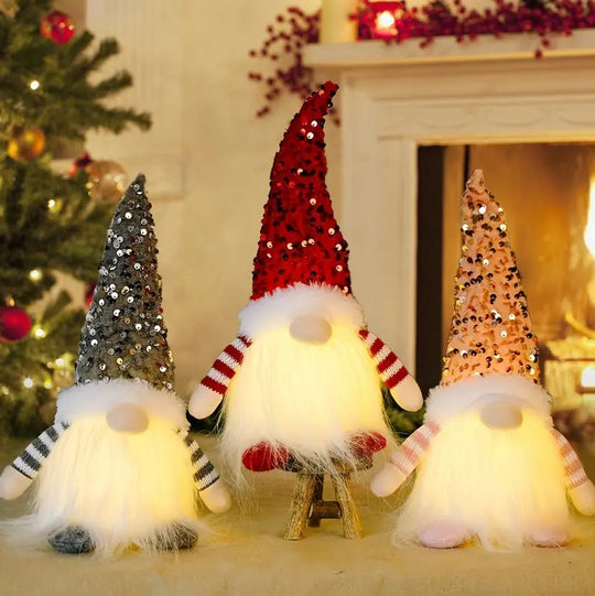 3 Pack Christmas Gnomes with LED Lights