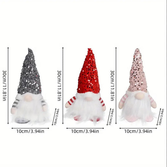 3 Pack Christmas Gnomes with LED Lights