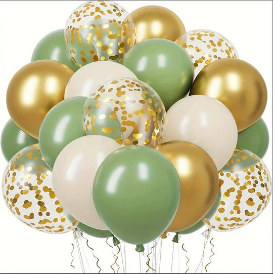 30-Piece Balloon Set for Events - Green & Golden