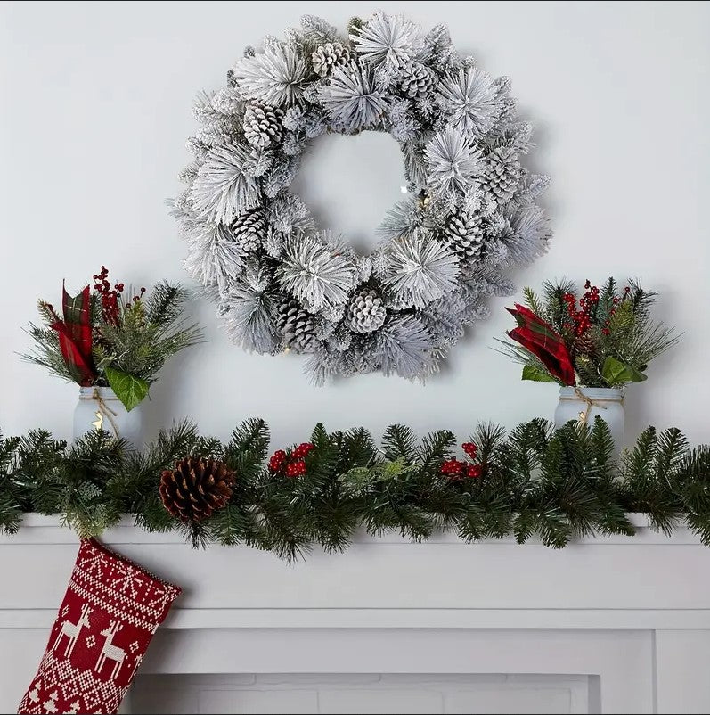 Classic Frosted Pine Wreath - 24-Inch