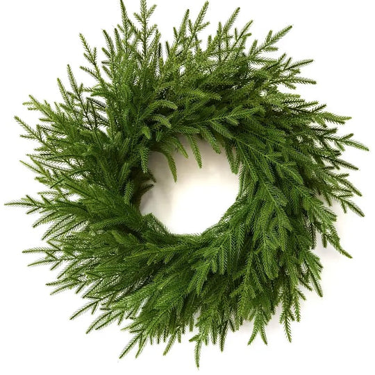 1Pack Christmas Norfolk Pine Wreath 24 inch