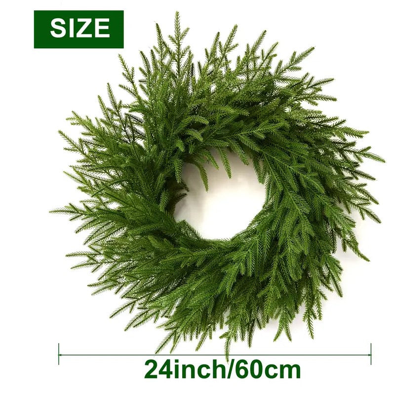 1Pack Christmas Norfolk Pine Wreath 24 inch