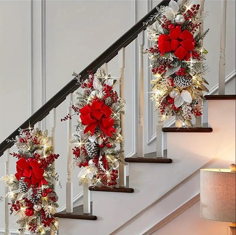 3PCS Christmas Swags with LED Lights