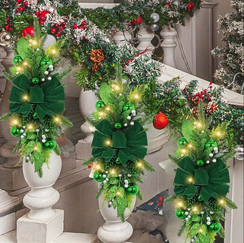 3PCS Christmas Swags with LED Lights